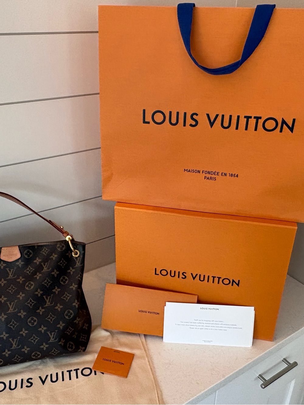 Louis Vuitton Monogram Canvas Shoulder Bag/Vachetta Trim - Brown (Graceful PM)